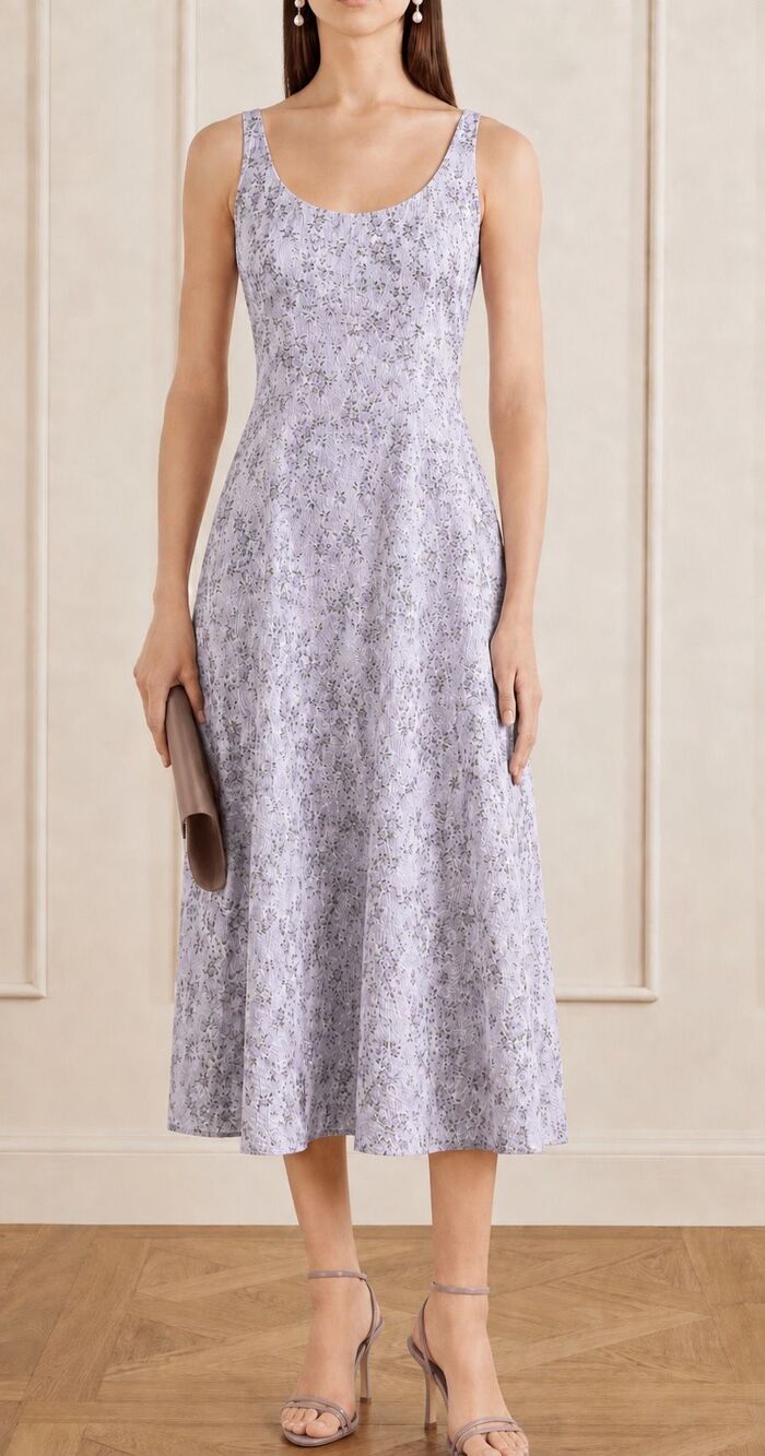 NWT hyacinth house Tuckernuck lavender floral jacquard maxi dress, Lrg $268